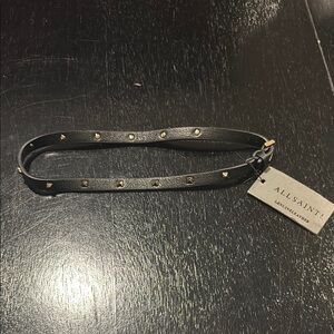 All Saints Black Leather Studded bracelet